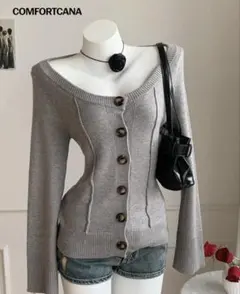 y2k　Comfortcana レディース カジュアル 無地 カーディガン