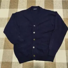 90'sオールドユニクロ◆ラムウールカーディガン◆ネイビー◆Sサイズ 希少旧タグ
