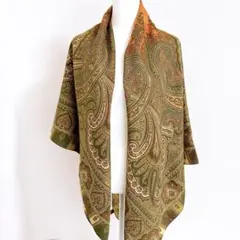 【美品】エトロ ETRO ペイズリー シルク混ウール 大判スカーフ ストール