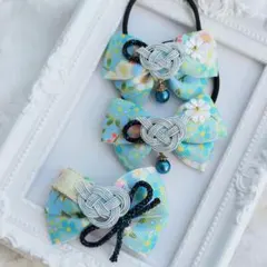 (15) 和風 ヘアゴム ヘアピン♡ ハンドメイド リボン 正月着物