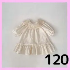 120 ワンピース ベビー キッズ 女の子 ベビードレス お揃い　白　ロンパース
