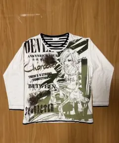 美品】Tシャツ フェイクレイヤード 重ね着風 Y2K グランジ 十字架 L 