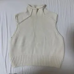 ZARA アイボリー ノースリーブニット S