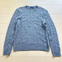 現行品　Polo ラルフローレン　ケーブルニット　グレー　Mサイズ　ラムウール