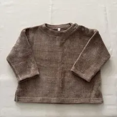 ブラウン ニットセーター 長袖 ボタン付き