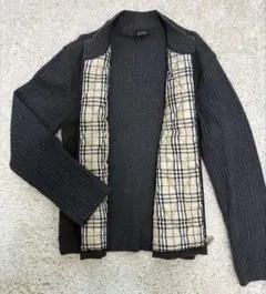 【美品】Burberry BLACK LABEL メンズ黒アウター　ジップニット