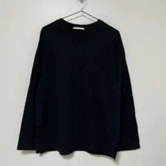 黒ロンT 長袖 ユニセックス 韓国 シンプル 無地　メンズライク　ストリート