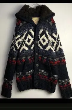 HOLLISTER カウチン　ニット　フード　Lサイズ　　USEDのサムネイル