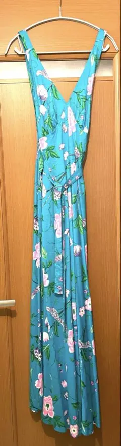 Maunaloa ノースリーブドレス 青 ハイビスカス柄 - メルカリ