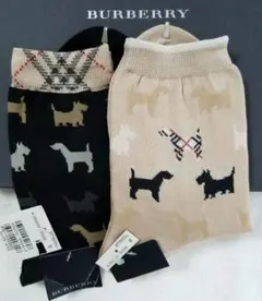 バーバリーソックス新品未使用タグ付 希少ノバチェックわんちゃんベージュ1足
