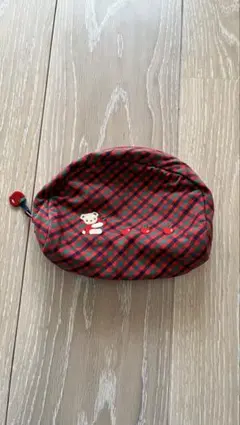 p*a様 ファミリア　チェック柄クマ刺繍ポーチ