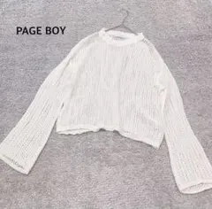 【PAGE BOY】レーシーメッシュニット プルオーバー ホワイト