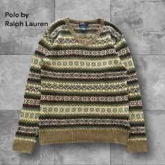 【リネン＆シルク】ポロバイラルフローレン Vネックニット 総柄 170 S〜M