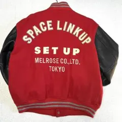 レア メルローズ スタジアムジャンパー ロゴ 刺繍 赤 本革袖 M スタジャン