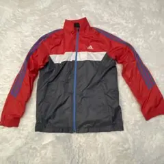 adidas ナイロンジャケット レッド/グレー
