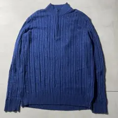 【希少XLT】IZOD ハーフジップ ケーブルニット ブルー 青 ゆるだぼY2K