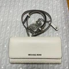 【未使用】Michael Kors グレー×シルバー スリングウォレット