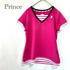 【プリンス】 ドライシャツ M ピンク 半袖 テニス、バトミントンウェア 薄手