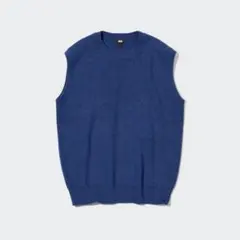 【最終SALE】ユニクロ ミドルゲージクルーネックベスト BLUE L