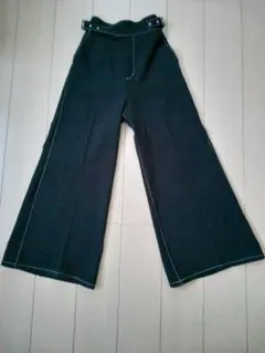 HARE ブラック ワイドレッグ ガウチョパンツ