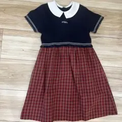 【タイムセール】ファミリア　チェック切り替えワンピース　100