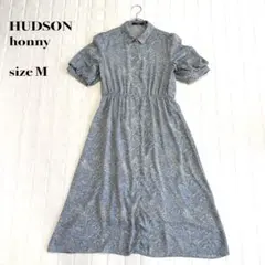 HUDSON honny ペイズリー柄 ロングワンピース パフスリーブ M