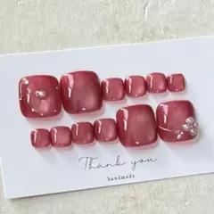 フット ネイルチップ12枚セット レッド系 20 マグネット