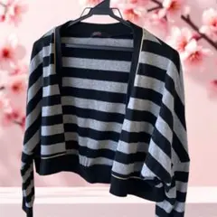 美品　格安　ALBUM 黒とグレー ストライプ カーディガン