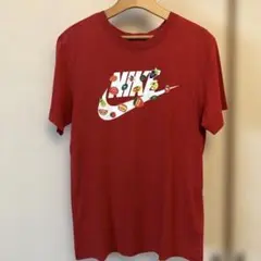 NIKE赤Tシャツ フルーツステッカーロゴ 綿100%トルコ製