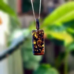 アンバー 琥珀 シルバー ペンダント ネックレス