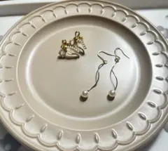 リボンとパールのピアスセット