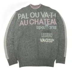 VAGIIE SPORT デザインニット ロゴ入り ピンク グレー 日本製