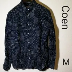 ドット柄//ネイビーMボタンダウンシャツ