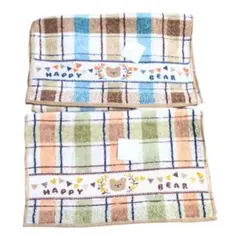 【新品・未使用】フェイスタオル　POMPON friends テディチェック２枚