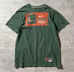 【人気グリーン、カレッジロゴ】NIKEフェードTシャツ古着ストリートスウッシュM