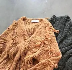 SOLOV カーディガンRING FRINGE CARDIGAN オレンジ
