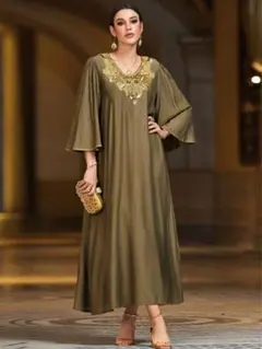 Layrah 快適で軽量なビーズ装飾のカフタンワンピース