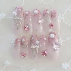 現品❤量産型 ちゅるん 韓国 ワンホン キラキラ ラメ バレリーナネイルチップ