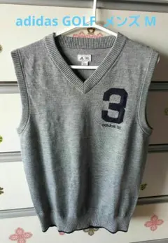 美品　adidas アディダスゴルフ　アクリルニットゴルフベスト　刺繍ロゴ