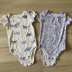 【美品】carter's 蝶 花柄プリント 半袖ロンパース 2点セット 6m
