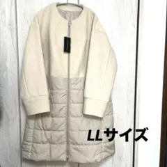 新品　大きいサイズ　異素材コート　ロングコート　ノーカラーコート