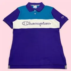 Champion チャンピオン 半袖 ポロシャツ M ゴルフ ブルー ホワイト