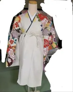 花柄 袴用着物 卒業式