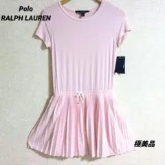 ポロ ラルフローレン ワンピース プリーツ 刺繍ロゴ ピンク