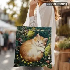 茶トラ　トートバッグ　長毛　猫　ネコ　ねこ　猫柄　プリント　バッグ