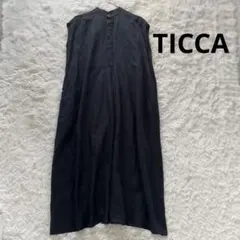 【美品】TICCA ティッカ リネン2WAYフレンチスリーブワンピース　黒のサムネイル