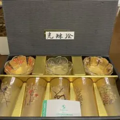 ガラス食器セット 花柄 鳥のデザイン