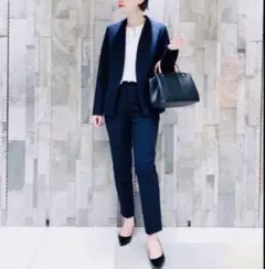 PLSTプラステ ブラッシュドバックスティックパンツ ネイビー