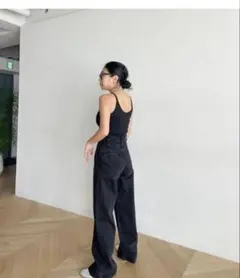SeaRoomlynn トラウザーワイドデニムパンツ ブラック