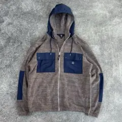 VOLCOM 異素材切替 フルジップパーカー M ボーダー ストリートのサムネイル
